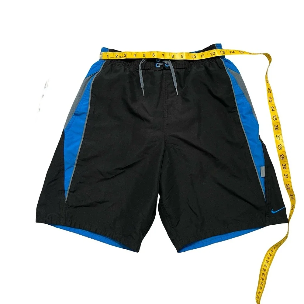 Nike Swim Trunks Mens Small Black Blue Grey Colorblock Board Shorts NESS5311